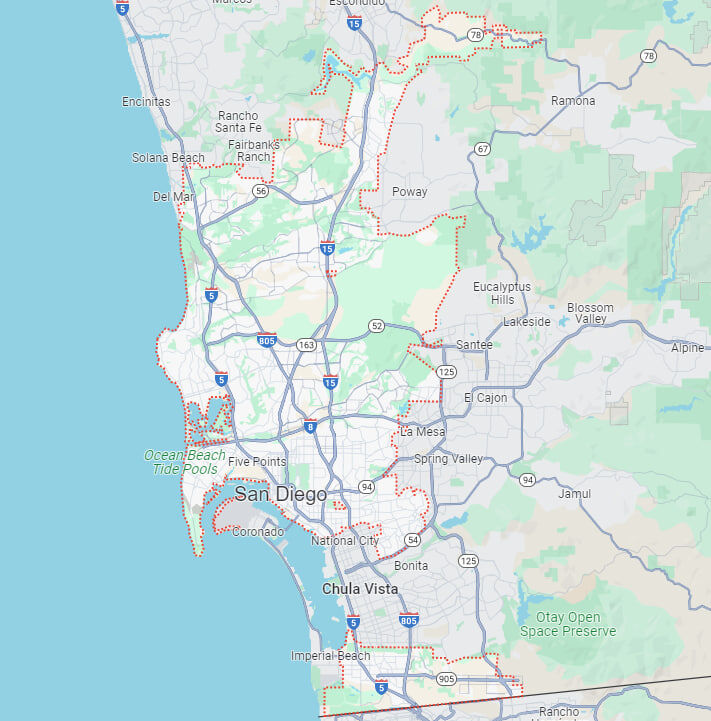 San Diego on the map