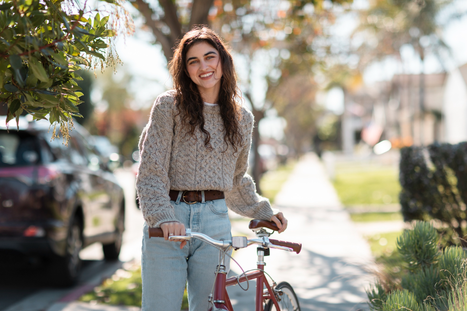 woman on bicycle in san francisco